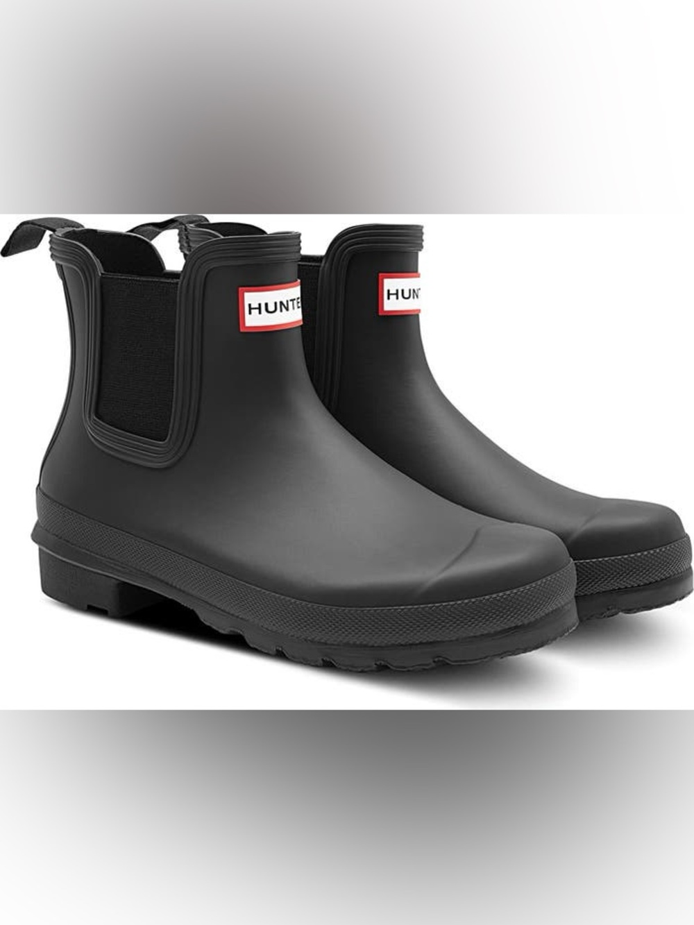 Hunter Matte Black Short Chelsea Rain Boots with Logo Trim Size 9